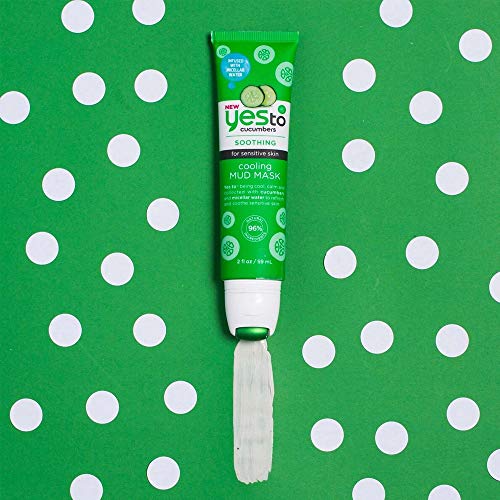 Yes To Cucumbers Cooling Mud Mask - Refreshes & Soothes Sensitive Skin, 96% Natural - 2oz