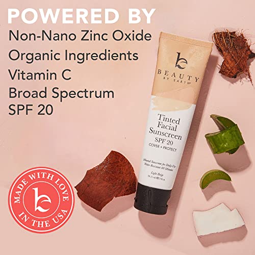 Natural Tinted Sunscreen SPF 20 - Broad Spectrum Zinc Oxide, Light Beige, Vegan - 3oz