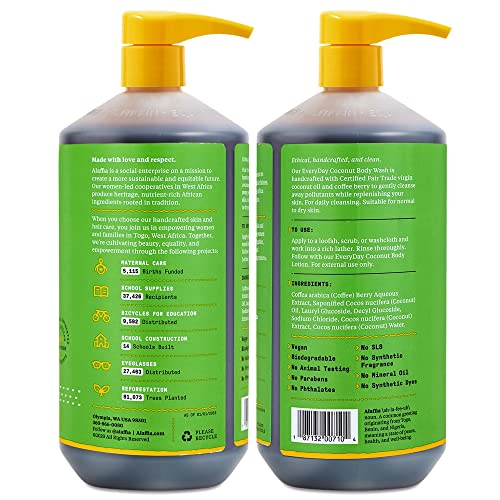 Alaffia Body Wash - Natural Moisturizing Coconut & Coffee, Vegan & Cruelty-Free - 32 Fl Oz