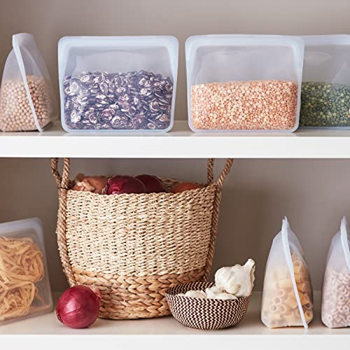 Stasher Silicone Storage Bag Set - Self-Sealing, BPA-Free, Dishwasher Safe - 1/2 Gallon & Mini