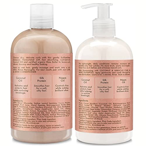 Shea Moisture Shampoo & Conditioner Set - Frizz Control, Moisturizing Coconut Oil - 13 Fl Oz Each