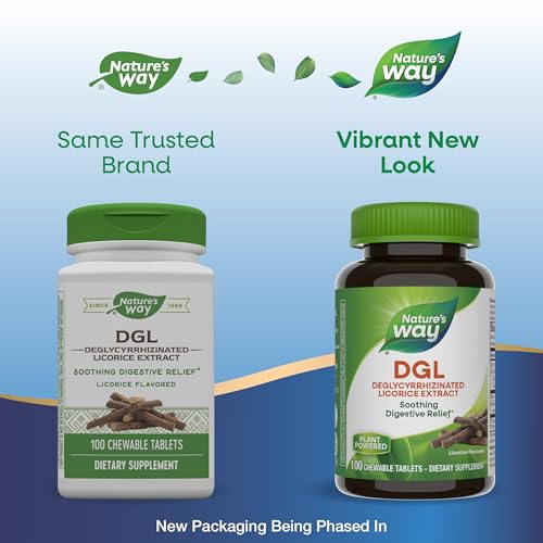 Nature's Way DGL Chewable Tablets - Digestive Relief, Vegan & Gluten-Free - 100 Count
