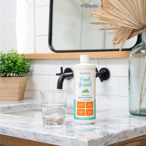 Oxyfresh Mouthwash - Long-Lasting Fresh Breath, Alcohol & Fluoride Free, Peppermint - 16oz