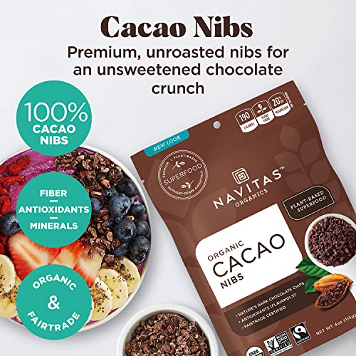 Navitas Organics Raw Cacao Nibs - Nutrient-Dense Superfood, Organic & Fair Trade - 8 oz