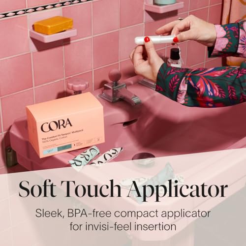 Cora Organic Applicator Tampons - 100% Organic Cotton, BPA-Free, Leak Protection - 36 Count