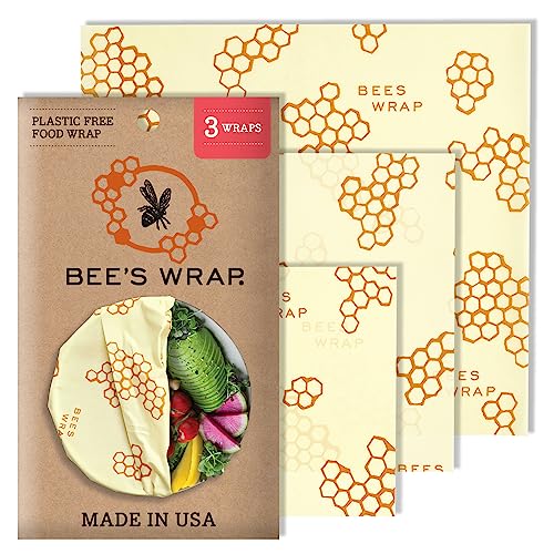 Bee's Wrap Reusable Food Wraps Bundle - Organic Cotton, Non-Toxic, Assorted Sizes (S-XXL)