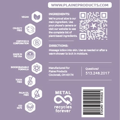 Plaine Products Body Lotion - Hydrating Vegan Formula, Refillable Bottle, Citrus Lavender - 16oz