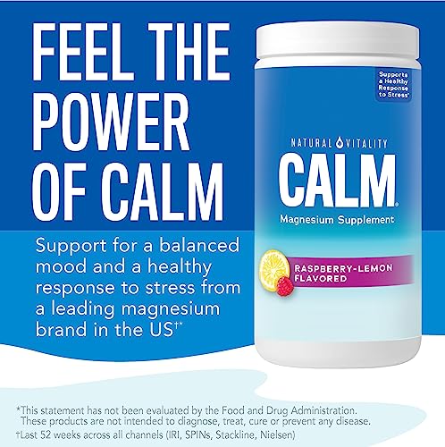 Natural Vitality CALM Magnesium Drink Mix - Anti-Stress, Calcium Boost, Raspberry Lemon - 8oz