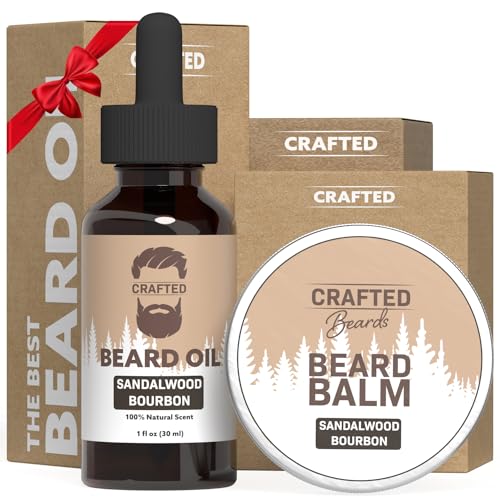 Premium Beard Care Set - Moisturizes & Softens, All-Natural Ingredients - Sandalwood Bourbon