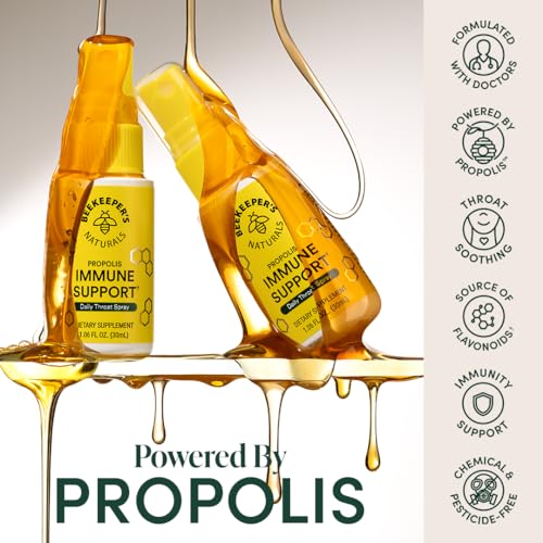 Beekeeper's Naturals Propolis Throat Spray - Immune Support & Sore Throat Relief - 1.06oz