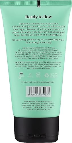 Lunette Menstrual Cup Cleanser - Nourishing Lemon & Eucalyptus, Vegan, pH Balanced - 5 fl oz