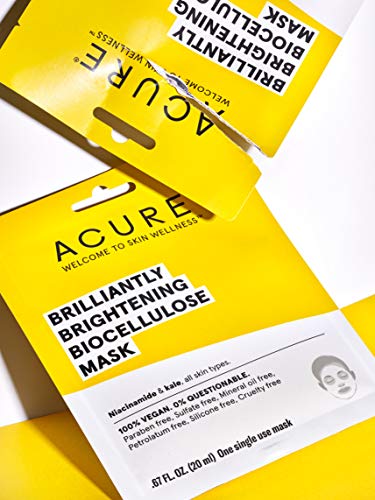 Acure Face Mask - Brightens Skin with Niacinamide & Kale, Vegan, 1 Single Use