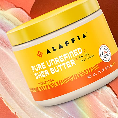 Alaffia Unrefined Shea Butter - Deeply Hydrating, Fair Trade & Handcrafted - 11oz Unscented