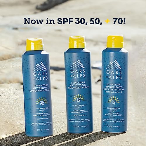 Oars + Alps Hydrating SPF 50 Sunscreen Spray - Nourishing Vitamin C, Water-Resistant - 6 Oz