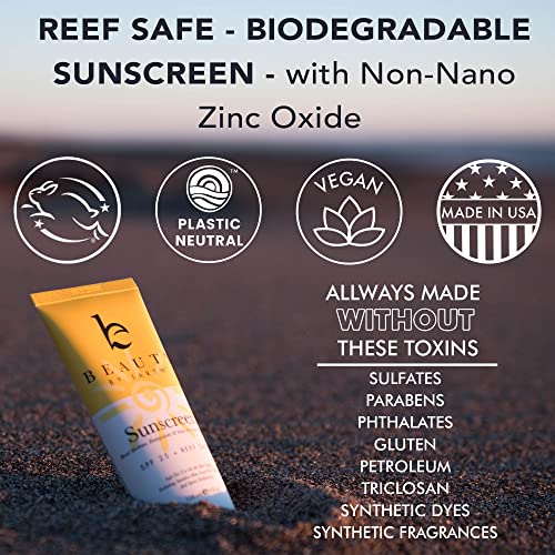 Mineral Face Sunscreen SPF 20 - Natural Ingredients, Non-Chalky, Biodegradable - Travel Size