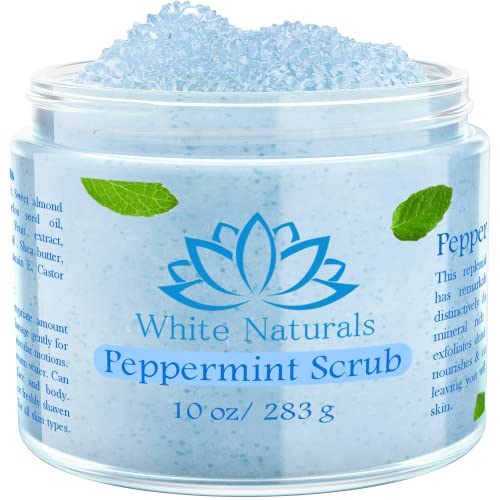 White Naturals Body Scrub - Moisturizing Exfoliator, Natural Ingredients, Relaxing - 10oz