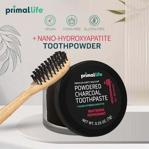 Primal Life Organics Dirty Mouth Toothpowder - Vegan, Organic Charcoal Clean - 0.25oz