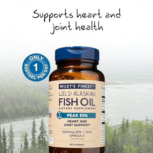 Wiley's Finest Omega-3 Fish Oil - 1000mg EPA & DHA for Joint & Heart Health - 90 Softgels