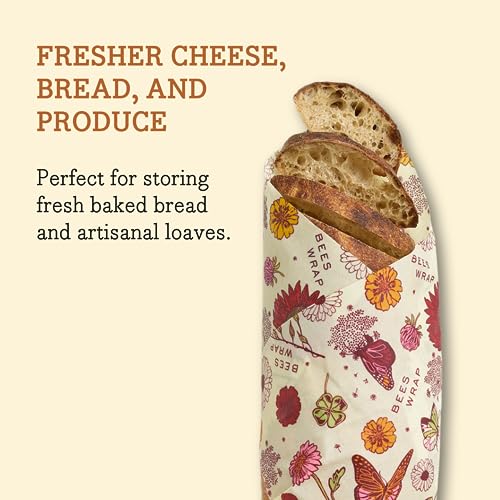 Bee's Wrap Reusable Vegan Food Wraps - Organic Cotton, Natural Seal, Assorted Sizes (3 Pack)
