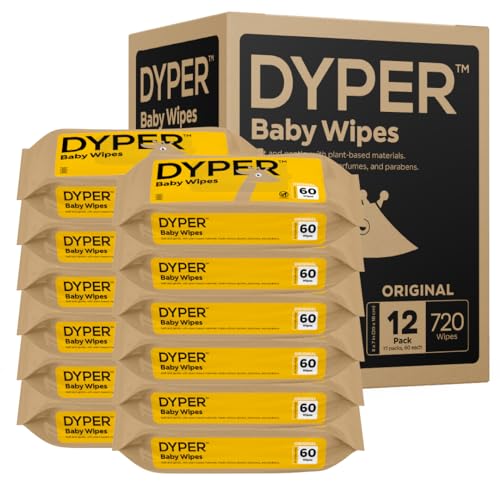 DYPER Size 5 Bamboo Diapers & 720 Water Wipes - Soft, Absorbent, Hypoallergenic Bundle