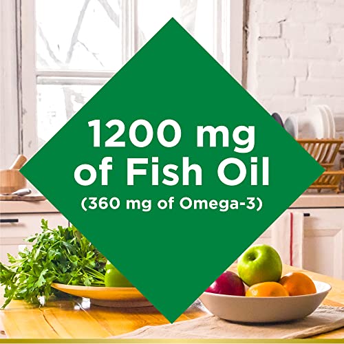 Nature’s Bounty Omega-3 Fish Oil - Supports Heart Health, Purified Softgels, 1200 mg, Twin Pack