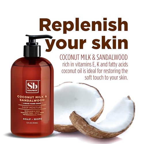 Soapbox Liquid Hand Soap - Moisturizing Coconut Lavender Cleanser, Vegan, 12oz Pump (Pack of 3)
