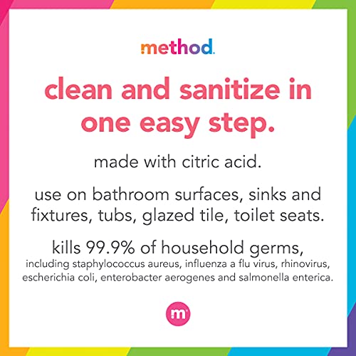 Method Antibacterial Bathroom Cleaner - Kills 99.9% Germs, Citric Acid, Spearmint Scent - 28oz