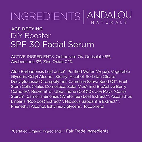 Andalou Naturals Face Sunscreen Serum SPF 30 - Anti-Aging, Broad Spectrum, Moisturizing - 2 Fl Oz