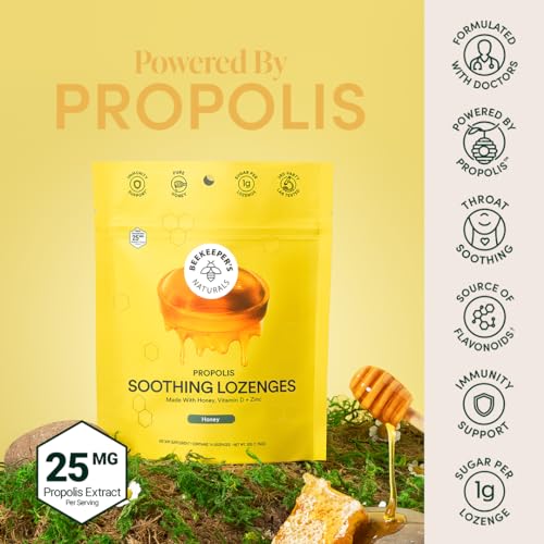 Beekeeper's Naturals Throat Lozenges - Immune Support with Honey, Vitamin D & Zinc - 14 Ct
