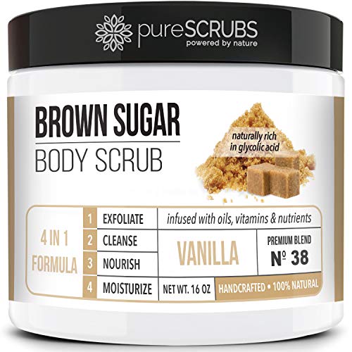 pureSCRUBS Vanilla Brown Sugar Body Scrub - Smooth Skin, Natural Ingredients, 16oz Kit