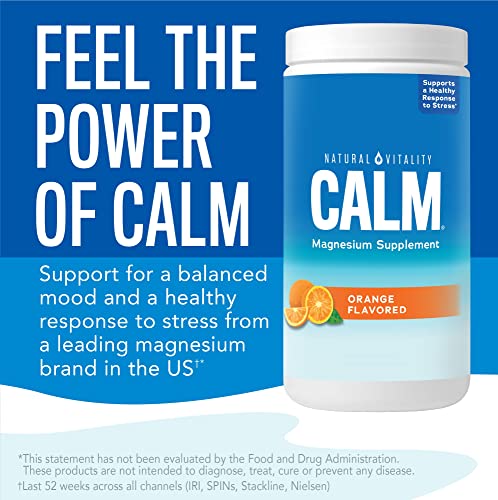 Natural Vitality Calm Magnesium Supplement - Stress Relief, Non-GMO, Vegan, Orange - 8 oz
