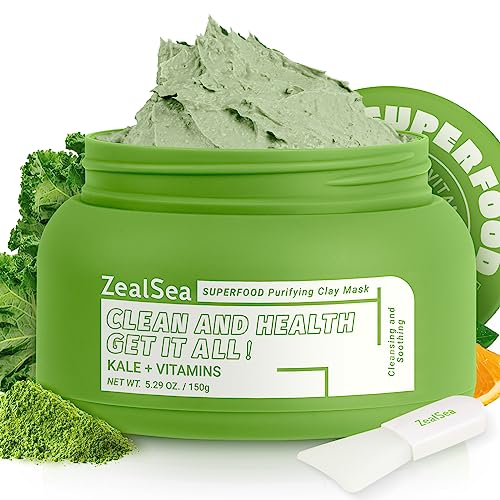 ZealSea Superfood Clay Face Mask - Deep Cleansing & Hydrating, Vegan & Cruelty-Free - 5.29oz