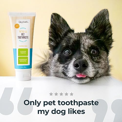 Oxyfresh Dog Toothpaste - Fresh Breath, Cleans Teeth & Gums, Flavor-Free - 4oz with Finger Brush