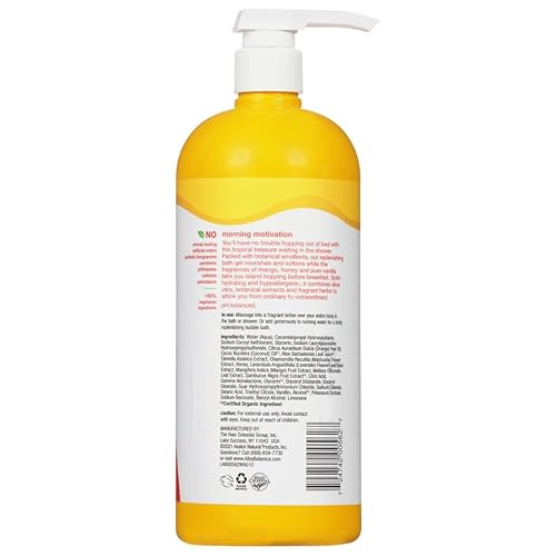 Alba Botanica Body Wash - Hydrating Honey Mango Formula, Vegetarian & Cruelty-Free - 32oz
