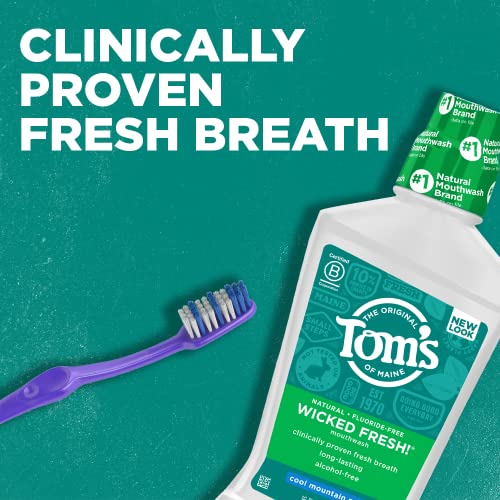 Tom's of Maine Mouthwash - Long-Lasting Fresh Breath, Cool Mountain Mint - 16 oz