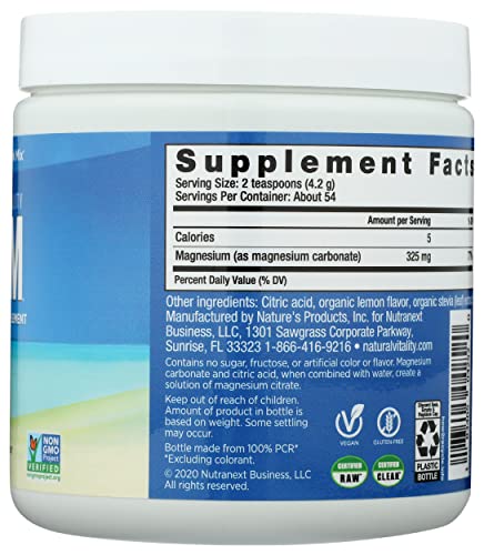 Natural Vitality Magnesium Drink Mix - Supports Calm & Stress Relief, Sweet Lemon Flavor - 8oz