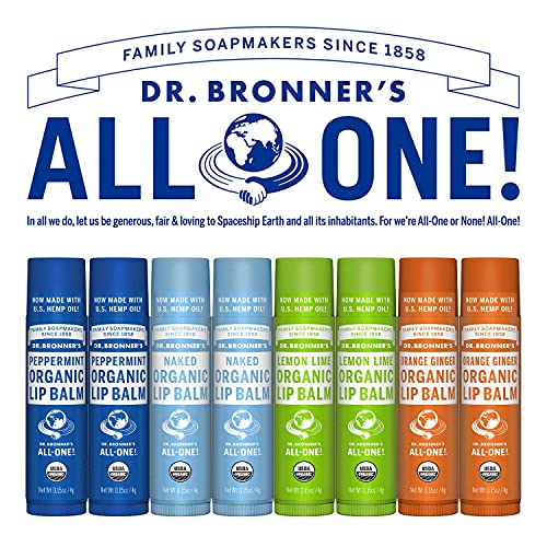 Dr. Bronner's Organic Lip Balm Variety Pack - Nourishing Beeswax & Avocado Oil, 0.15oz Each