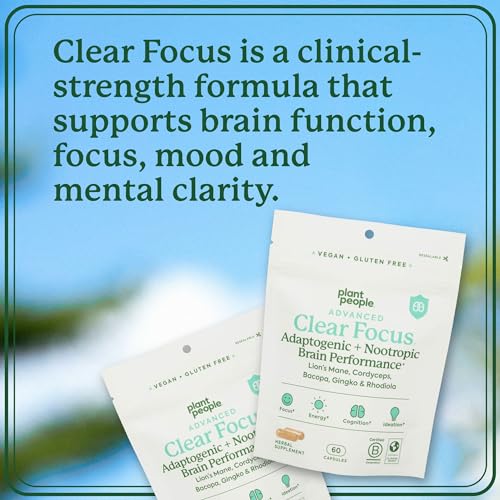 Plant People Nootropic Supplement - Enhances Focus & Brain Function, Organic & Vegan - 40 Capsules