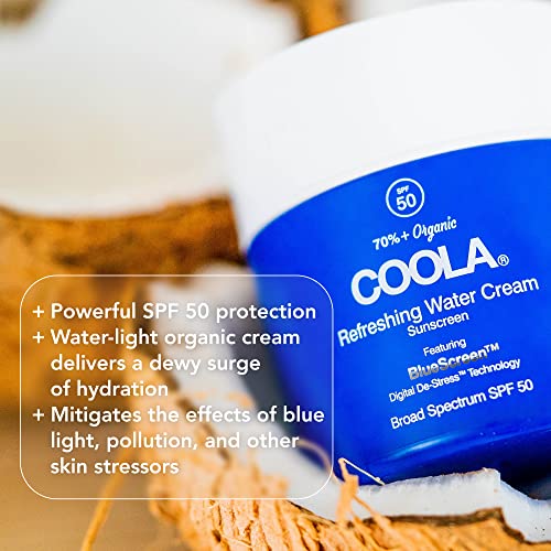 COOLA Water Cream Face Moisturizer - SPF 50, Hydration with Hyaluronic Acid & Coconut Water - 1.5oz
