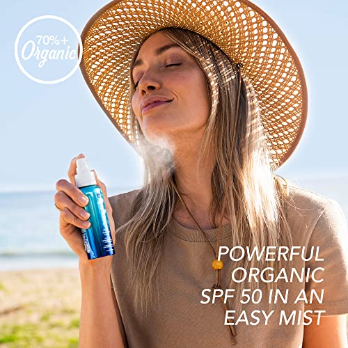 COOLA Organic Sunscreen SPF 50 Face Mist - Broad Spectrum, Vegan, Gluten Free - 3.4 Fl Oz