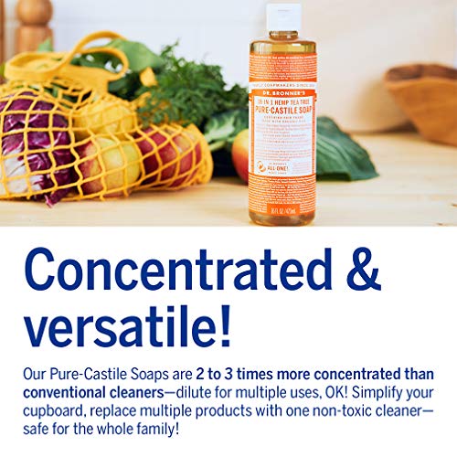 Dr. Bronner’s Pure-Castile Liquid Soap - Moisturizing Tea Tree, Organic & Vegan - 16oz