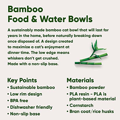 Beco Bamboo Cat Food Bowl - Whisker-Friendly, Non-Slip, Easy Clean - Pink, 6.7in Diameter