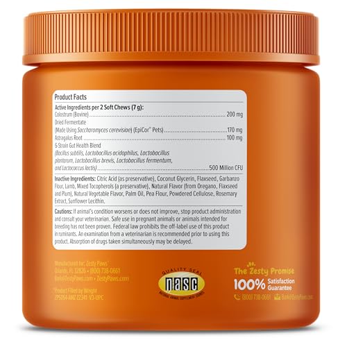Zesty Paws Dog Allergy Relief - Supports Immune & Digestive Health, Lamb Flavor - 90 Soft Chews