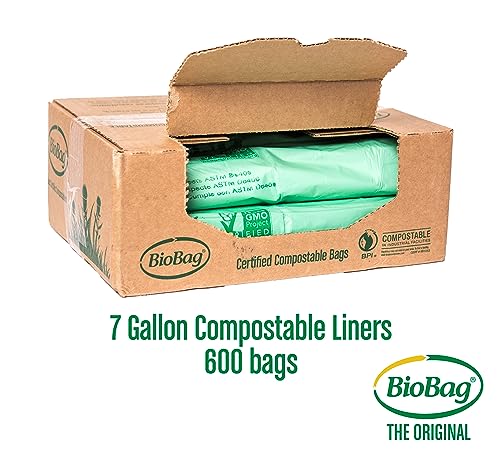 BioBag 7-Gallon Compost Bag - Non-GMO Verified, Certified Compostable - Green, Durable Design