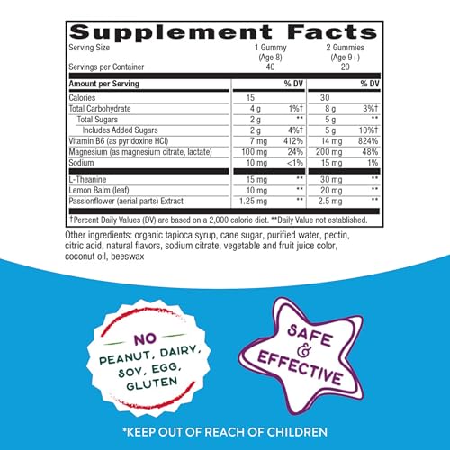 Nature's Way Kids Gummies - Calmness Support, Plant-Based Ingredients, Grape Flavor - 40 Count