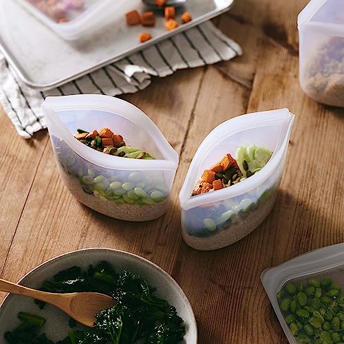 Stasher Premium Silicone Food Storage Bags - Leak-Free, BPA-Free, Reusable - 3-Pack Clear