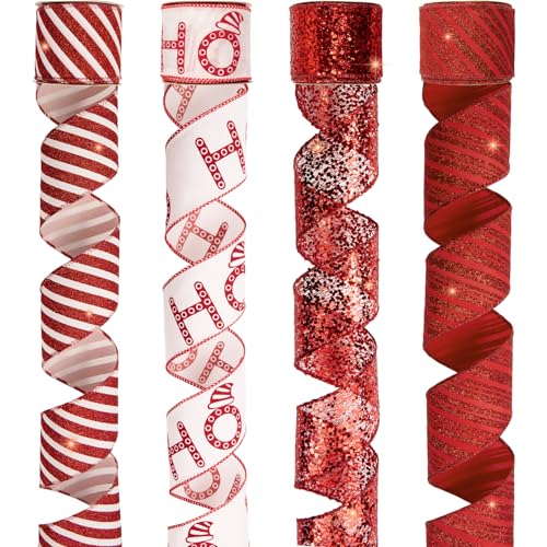 PAPER FAIR Holiday Ribbon Set - Elegant Gift Wrap & Décor, Non-Toxic, 4 Rolls 2.5in x 8yd