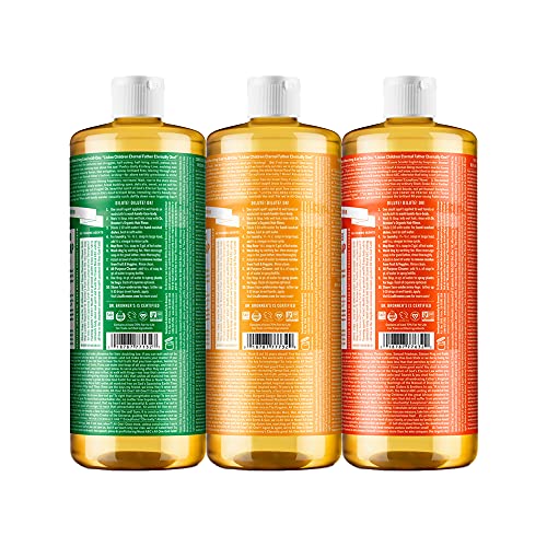Dr. Bronner's Body Soap Variety Pack - Organic Ingredients, 18-in-1 Uses, 3 Scents - 32oz Each