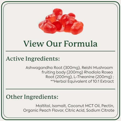 Plant People WonderCalm Mushroom Gummies - Eases Stress, Boosts Mood, Vegan, Peach Flavor - 60 Count