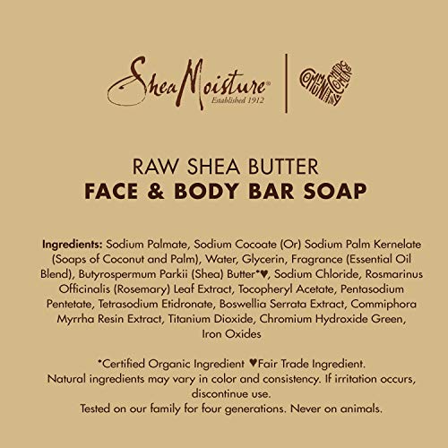 SheaMoisture Raw Shea Butter Bar Soap - Hydrates Dry Skin, Paraben Free, 8oz (Pack of 3)